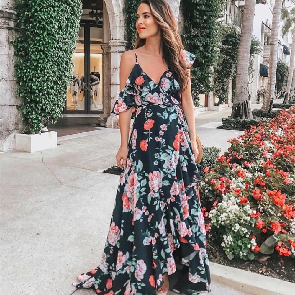 Yumi Kim Floral Maxi Dress - Navy and Pink